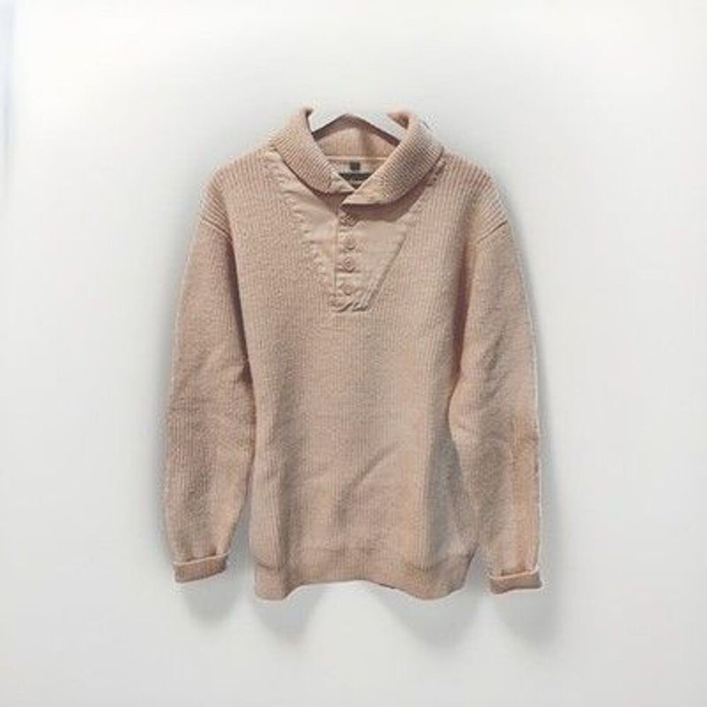 Schott NYC Wool Shawl Neck Ivory Sweater Men's Size XL